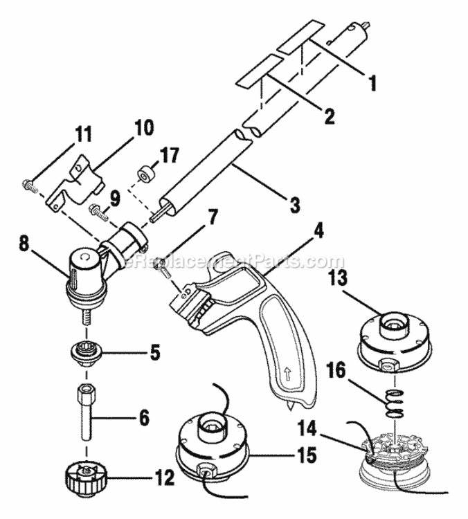 Upper Shaft Assembly Diagram and Parts List for SS30 RY30043 Ryobi Trimmer