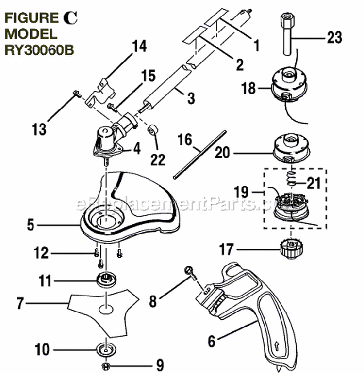 Page C Diagram and Parts List for RY30060B  Ryobi Brush Cutter