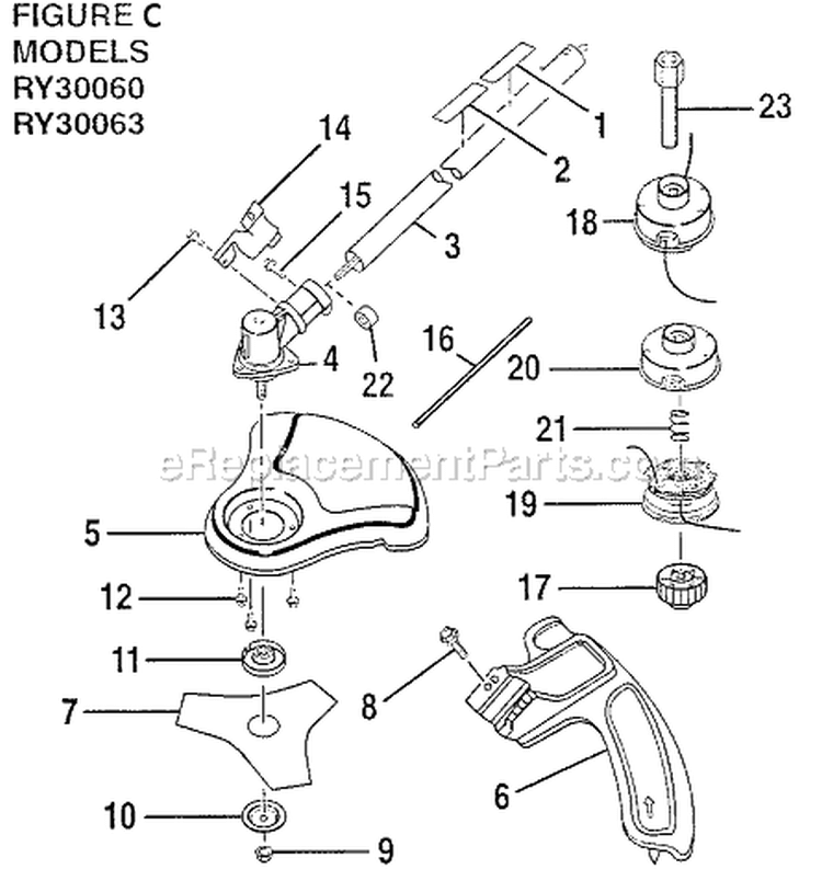 Page C Diagram and Parts List for RY30063  Ryobi Brush Cutter