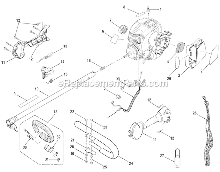 Page B Diagram and Parts List for RY30260B  Ryobi Brush Cutter