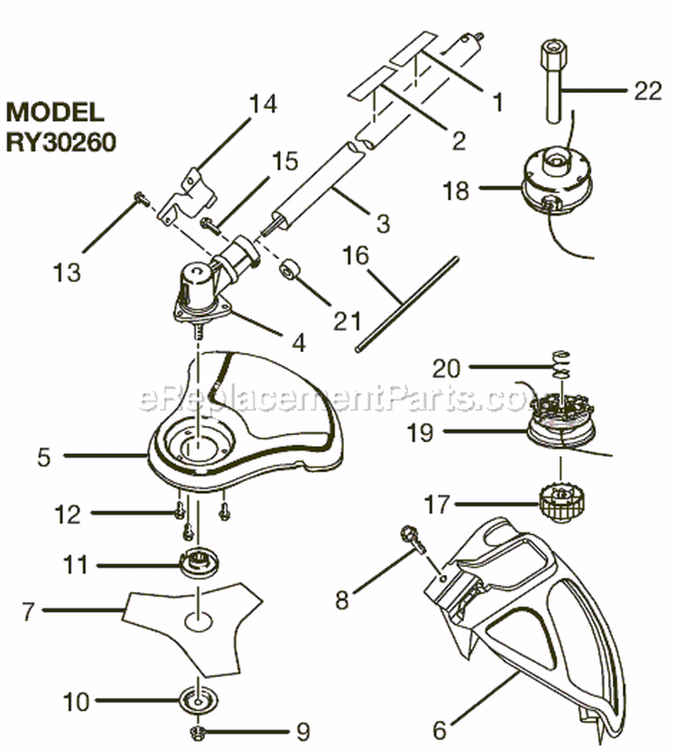 Page A Diagram and Parts List for RY30260  Ryobi Brush Cutter