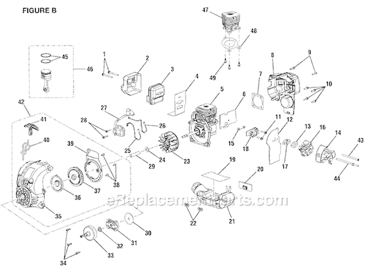 Engine Assembly Diagram and Parts List for RY30544  Ryobi Trimmer