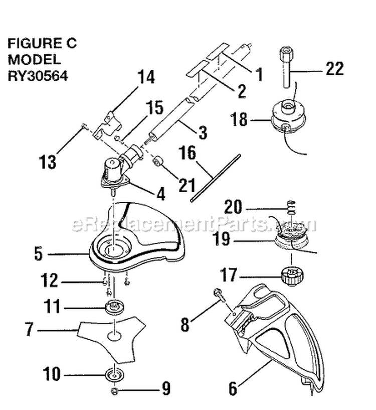 Page C Diagram and Parts List for RY30564  Ryobi Brush Cutter