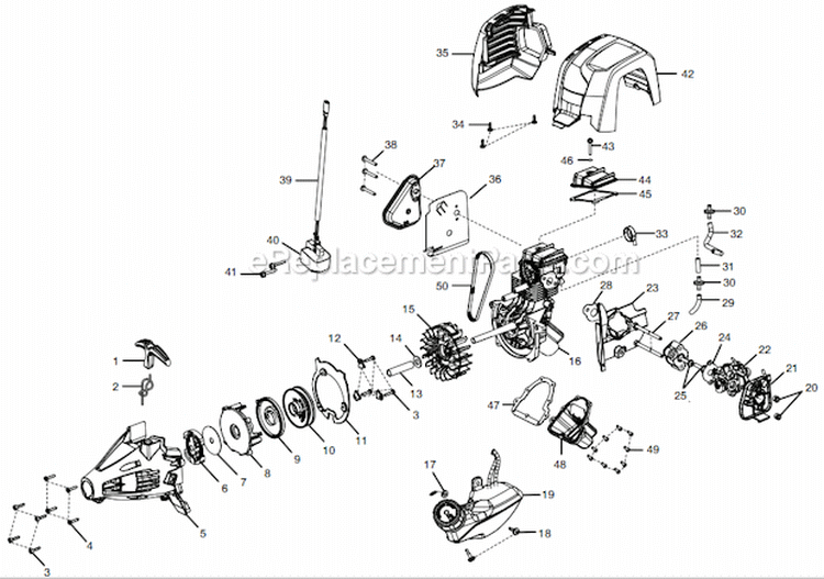 Page B Diagram and Parts List for RY34421  Ryobi Trimmer
