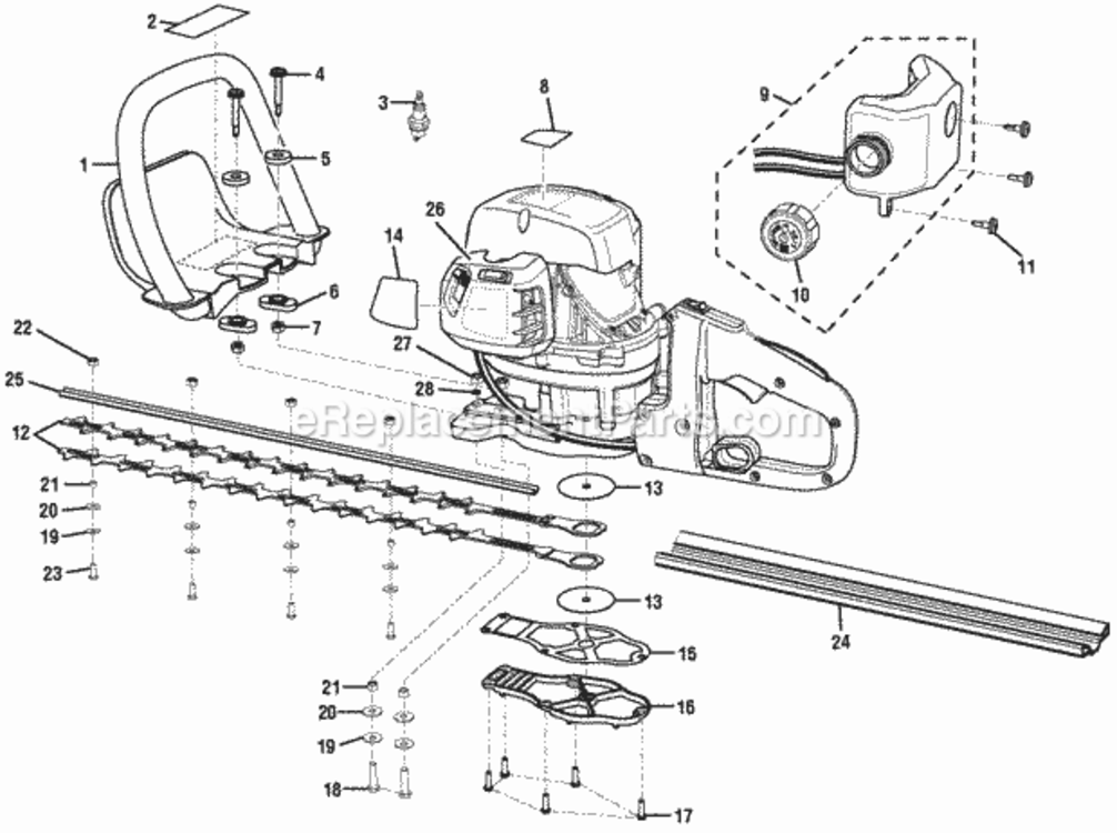Page A Diagram and Parts List for RY39506  Ryobi Hedge Trimmer
