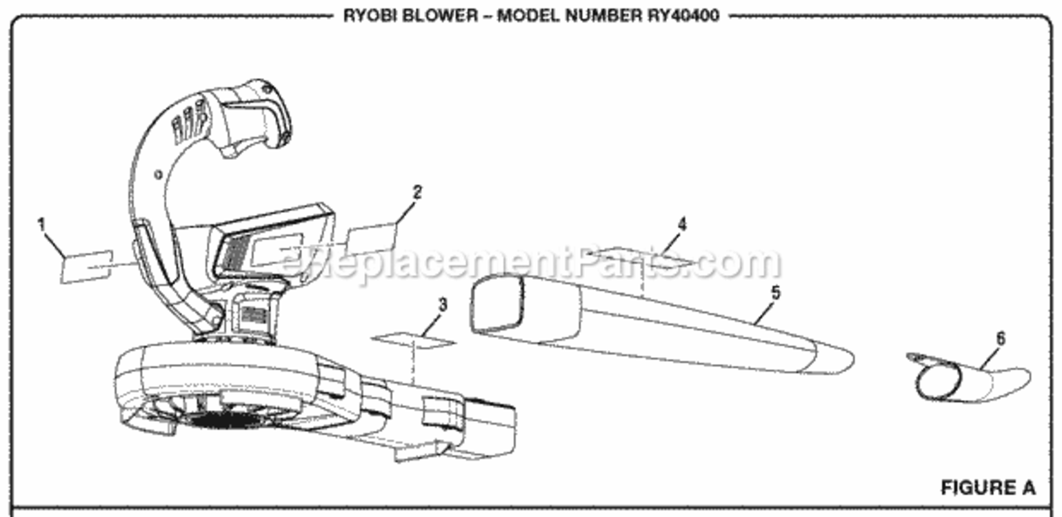 Page A Diagram and Parts List for RY40400  Ryobi Leaf Blower / Vacuum