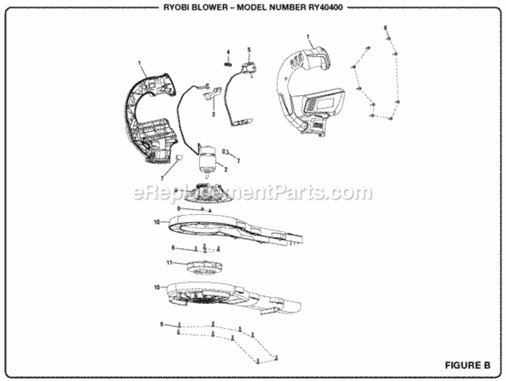 Page B Diagram and Parts List for RY40400  Ryobi Leaf Blower / Vacuum