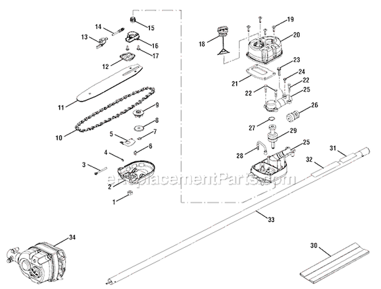 Page B Diagram and Parts List for RY52003  Ryobi Pole Saw