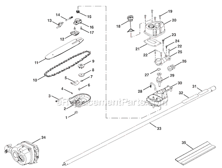 Page B Diagram and Parts List for RY52004  Ryobi Pole Saw
