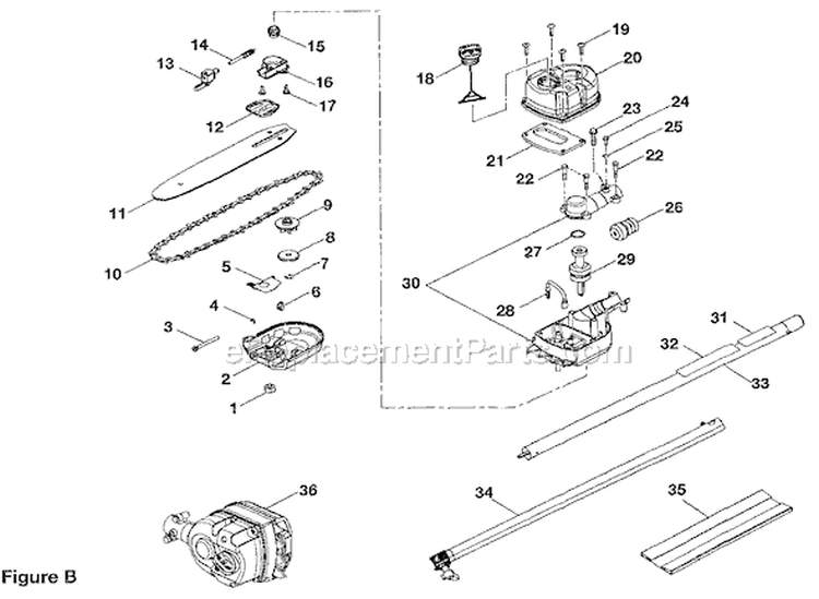 Page B Diagram and Parts List for RY52502  Ryobi Pole Saw