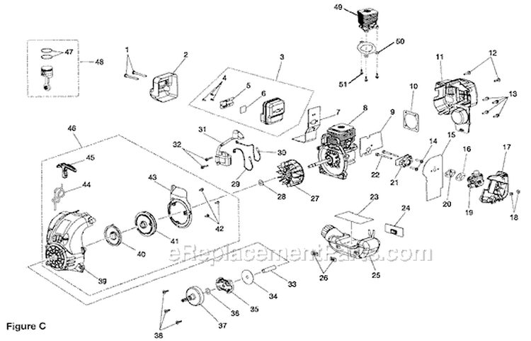 Page C Diagram and Parts List for RY52502  Ryobi Pole Saw