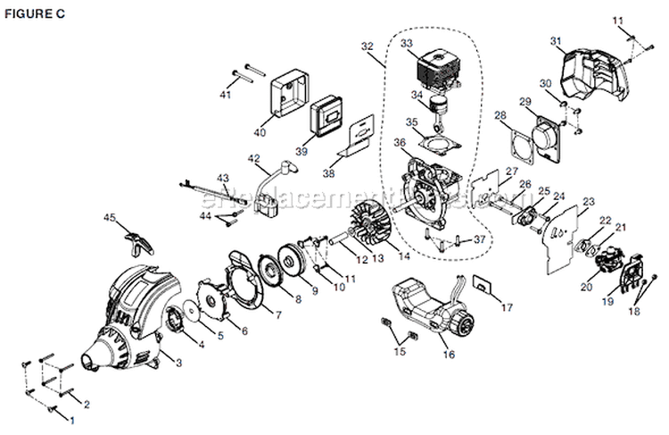 Page C Diagram and Parts List for RY52504  Ryobi Pole Saw