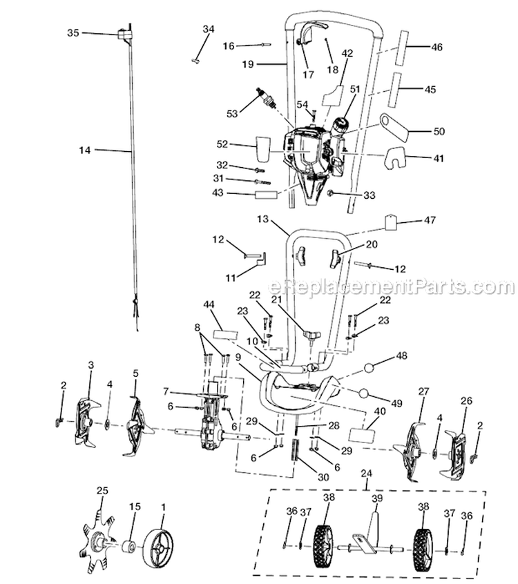 Page A Diagram and Parts List for RY64400  Ryobi Tiller