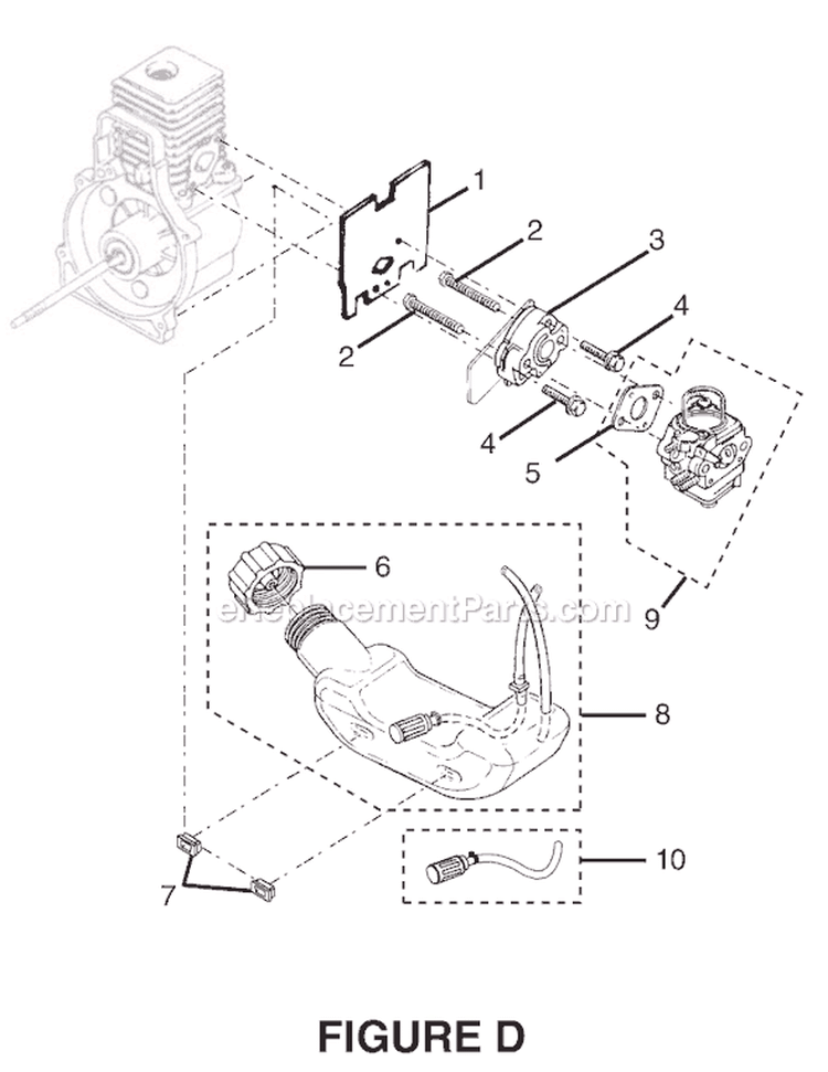 Page D Diagram and Parts List for RY70105  Ryobi Trimmer