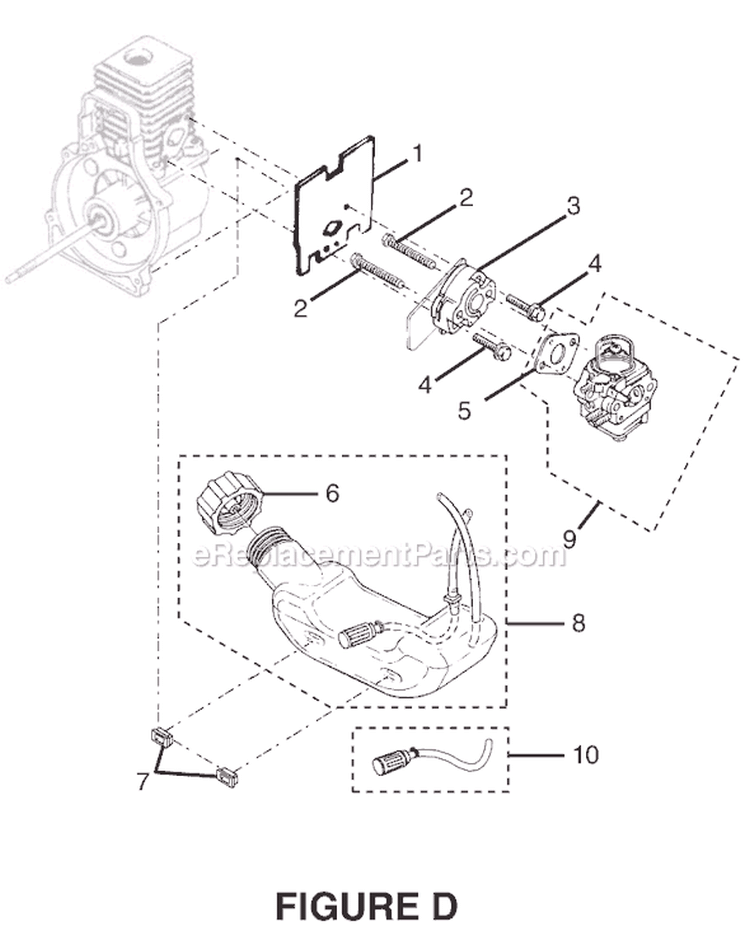 Page D Diagram and Parts List for RY70107A  Ryobi Trimmer
