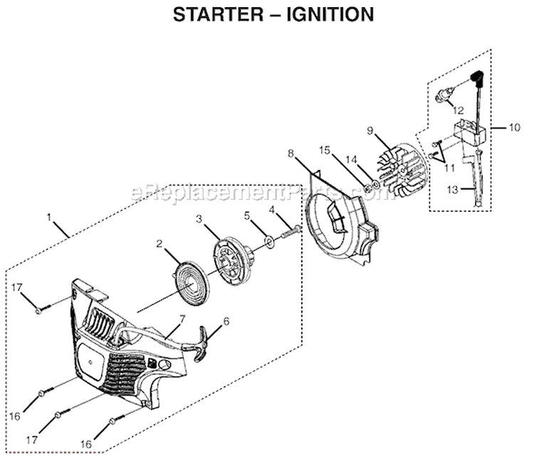 Page G Diagram and Parts List for RY74007D  Ryobi Chainsaw