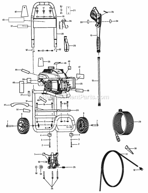 Page A Diagram and Parts List for RY80518  Ryobi Pressure Washer