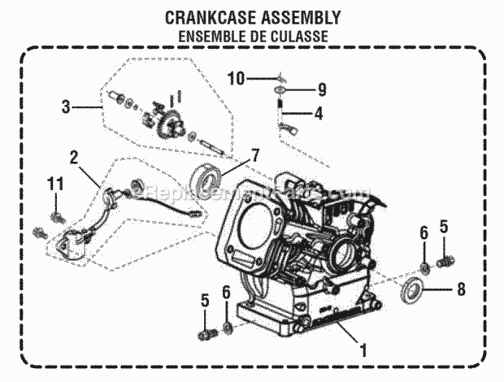 Crankcase_Assembly Diagram and Parts List for RY9C3501  Ryobi Generator