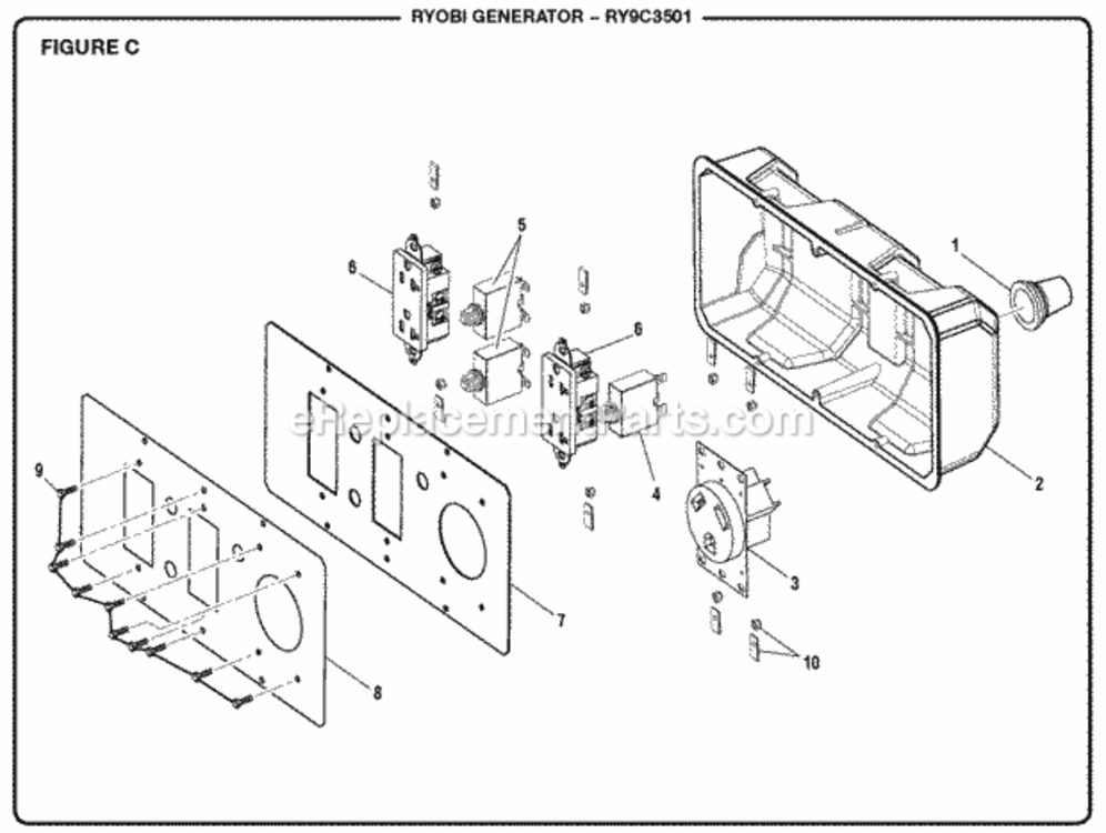 Figure_C Diagram and Parts List for RY9C3501  Ryobi Generator