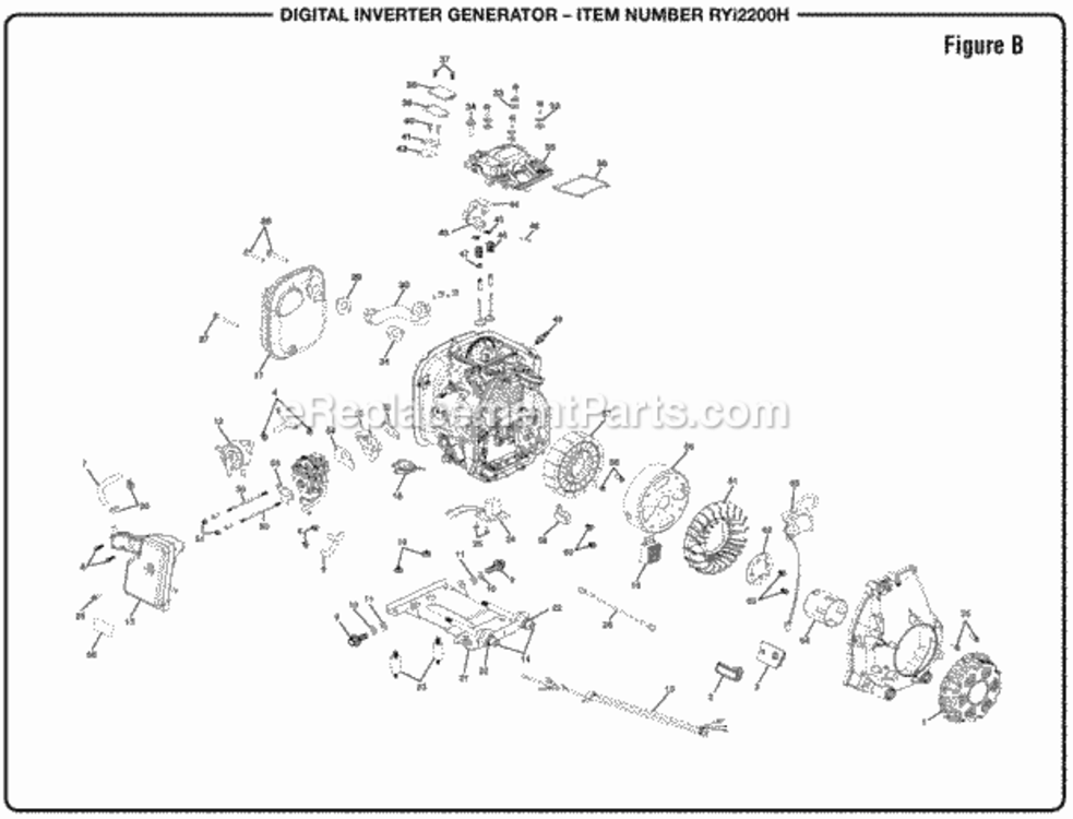 Figure_B Diagram and Parts List for RYI2200H  Ryobi Generator