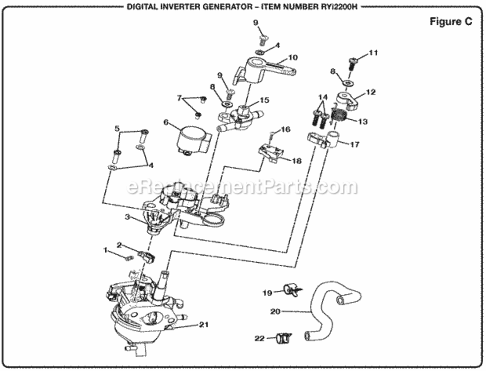 Figure_C Diagram and Parts List for RYI2200H  Ryobi Generator