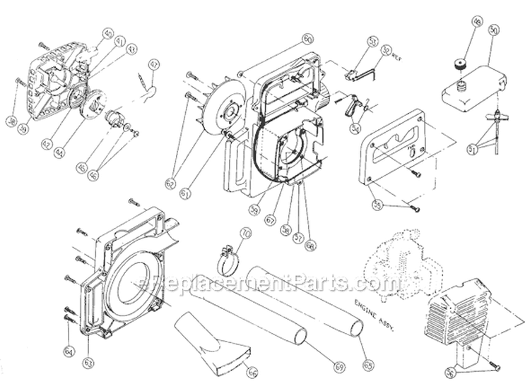 Page B Diagram and Parts List for 200 Ryan  604055751-812076750 Ryobi Leaf Blower / Vacuum