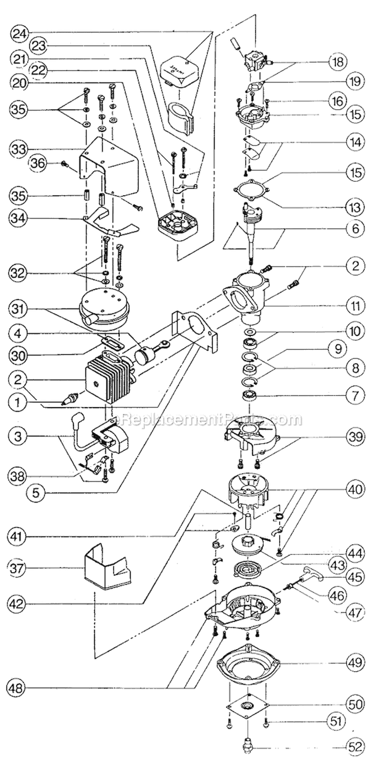 Page A Diagram and Parts List for 300 Ryan  809020001-911125000 Ryobi Trimmer