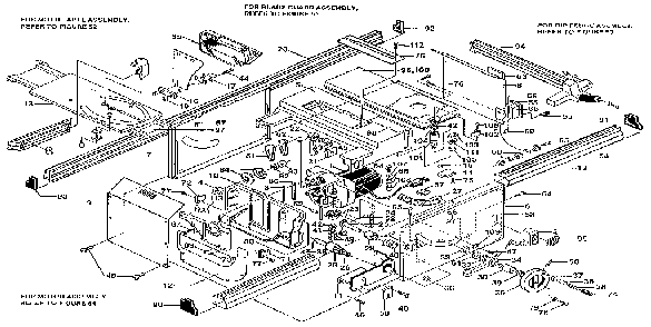 Unit parts Diagram and Parts List for BT3000-1987  Ryobi Table Saw