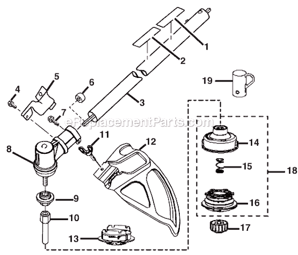 Lower Shaft Assembly Diagram and Parts List for RY28040SS26  Ryobi Trimmer