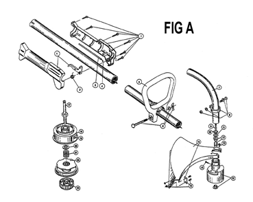 Fig-1 Diagram and Parts List for IDC364-1 009129201-110025000 Ryobi Trimmer