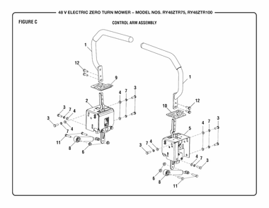 Figure C Diagram and Parts List for RY 48ZTR100 (Rev 02)(099749016)(2019-08) Ryobi Lawn Tractor