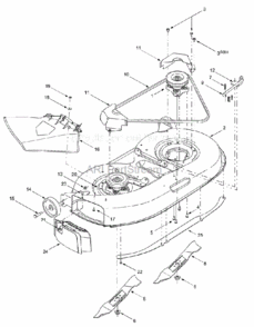 Deck Assembly G Diagram and Parts List for 13A3665G000 2003 Ryobi Lawn Mower