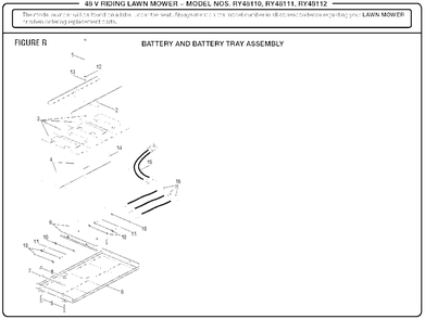 Figure R Diagram and Parts List for RY 48111 (Rev 04)(099749002)(2017-11) Ryobi Lawn Tractor