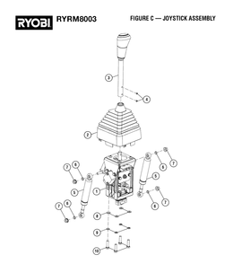 Figure C - Joystick Assembly Diagram and Parts List for RY RM8003 (Rev 01)(099263002)(2022-08) Ryobi Lawn Tractor