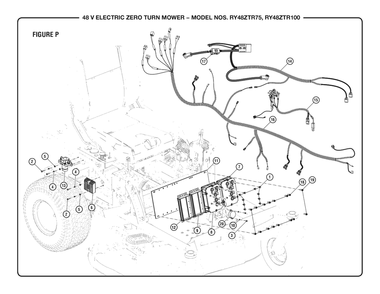 Figure P Diagram and Parts List for RY 48ZTR100 (Rev 02)(099749016)(2019-08) Ryobi Lawn Tractor
