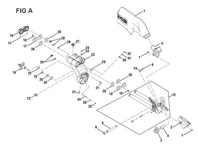 Fig-1 Diagram and Parts List for P3650B  Ryobi Saw
