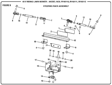 Figure B Diagram and Parts List for RY 48111 (Rev 03)(099749002)(2017-05) Ryobi Lawn Tractor