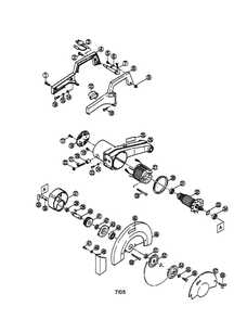 Field Coil/Armature/Guard Diagram and Parts List for C-356  Ryobi Miter Saw
