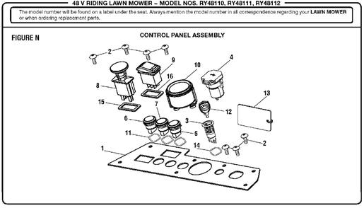 Figure N Diagram and Parts List for RY 48111 (Rev 04)(099749002)(2017-11) Ryobi Lawn Tractor