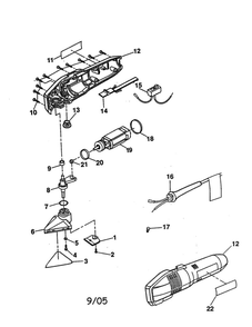 Detail Sander Diagram and Parts List for DS2000 TYPE II Ryobi Die Grinder