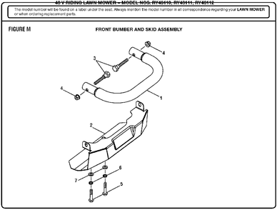 Figure M Diagram and Parts List for RY 48111 (Rev 04)(099749002)(2017-11) Ryobi Lawn Tractor
