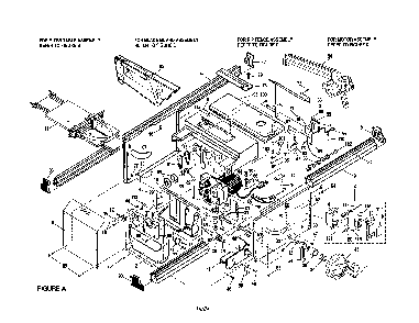 Motor/gearshaft/cabinet panel Diagram and Parts List for BT510  Ryobi Table Saw