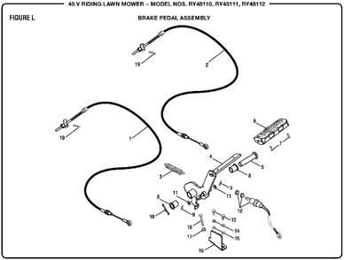 Figure L Diagram and Parts List for RY 48111 (Rev 04)(099749002)(2017-11) Ryobi Lawn Tractor