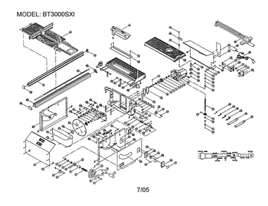 Table Saw Diagram and Parts List for BT3000SXI  Ryobi Table Saw