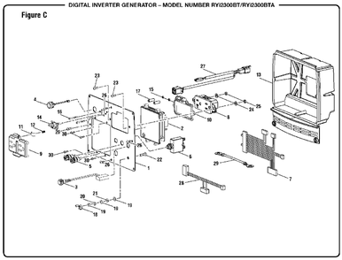 Figure C Diagram and Parts List for RY I2300 BTA (Rev 01)(090930330)(2017-07) Ryobi Generator