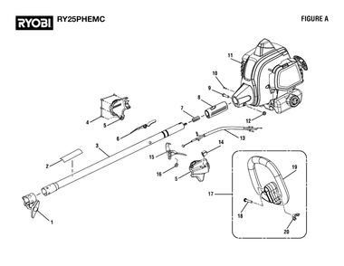 Figure A Diagram and Parts List for RY 25 CSEMC (Rev 04)(090333046)(2021-11) Ryobi Trimmer