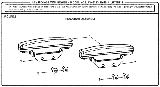 Figure J Diagram and Parts List for RY 48111 (Rev 03)(099749002)(2017-05) Ryobi Lawn Tractor