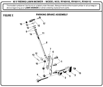 Figure E Diagram and Parts List for RY 48111 (Rev 03)(099749002)(2017-05) Ryobi Lawn Tractor