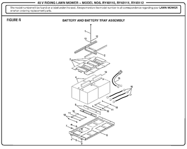 Figure R Diagram and Parts List for RY 48111 (Rev 03)(099749002)(2017-05) Ryobi Lawn Tractor