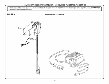 Figure M Diagram and Parts List for RY 48ZTR100 (Rev 02)(099749016)(2019-08) Ryobi Lawn Tractor